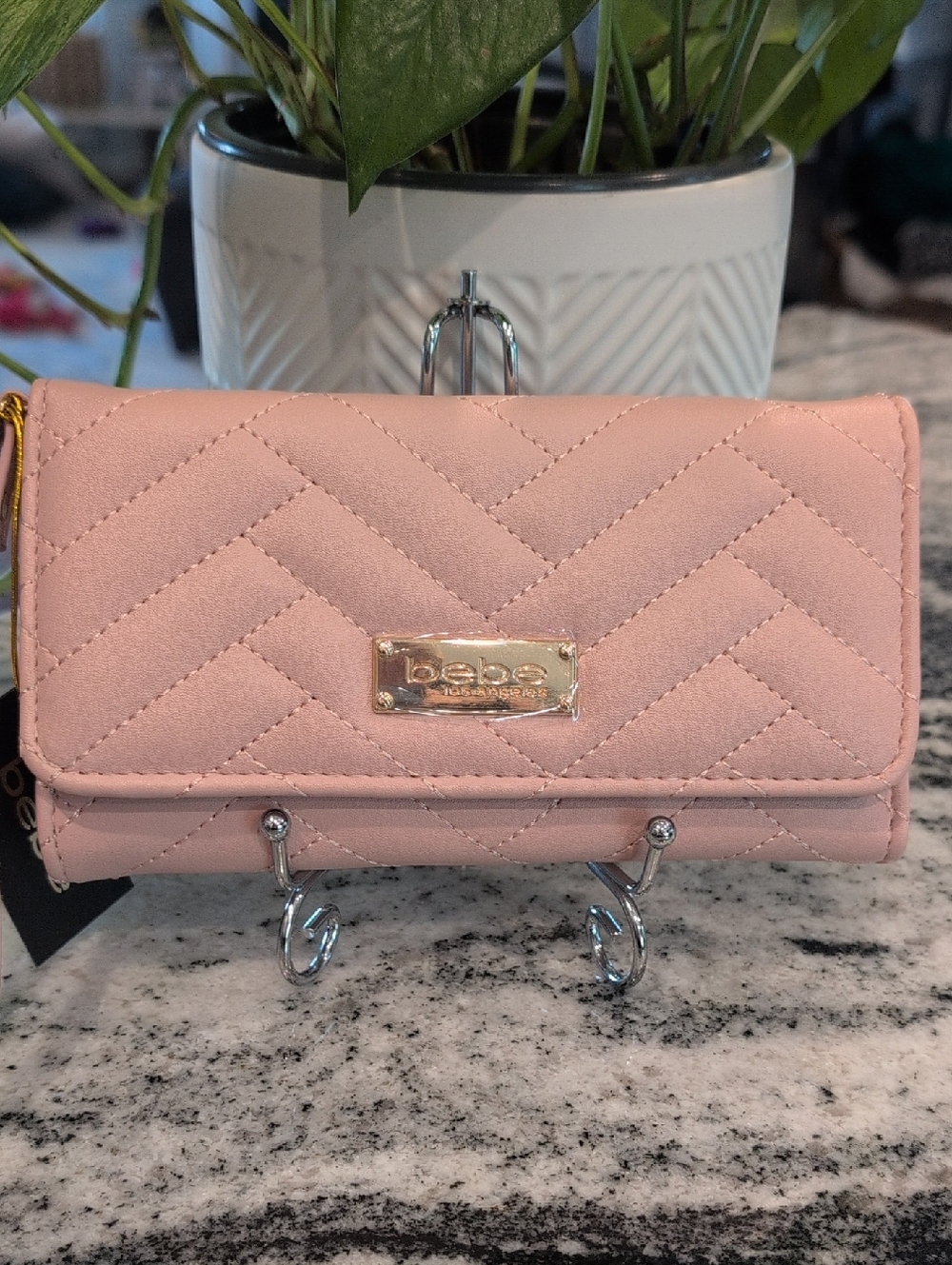 bebe Quilted Blush Pink Wallet Wristlet